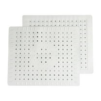 2pcs Kitchen Sink Mats, TSV Rubber Sink Mat, Kitchen Sink Grid Protector, Non-Slip Drain Pad Protector with Cuttable Center Drain, Collapsible Sink Grates for Kitchen Sink,White,10.23x12.2"