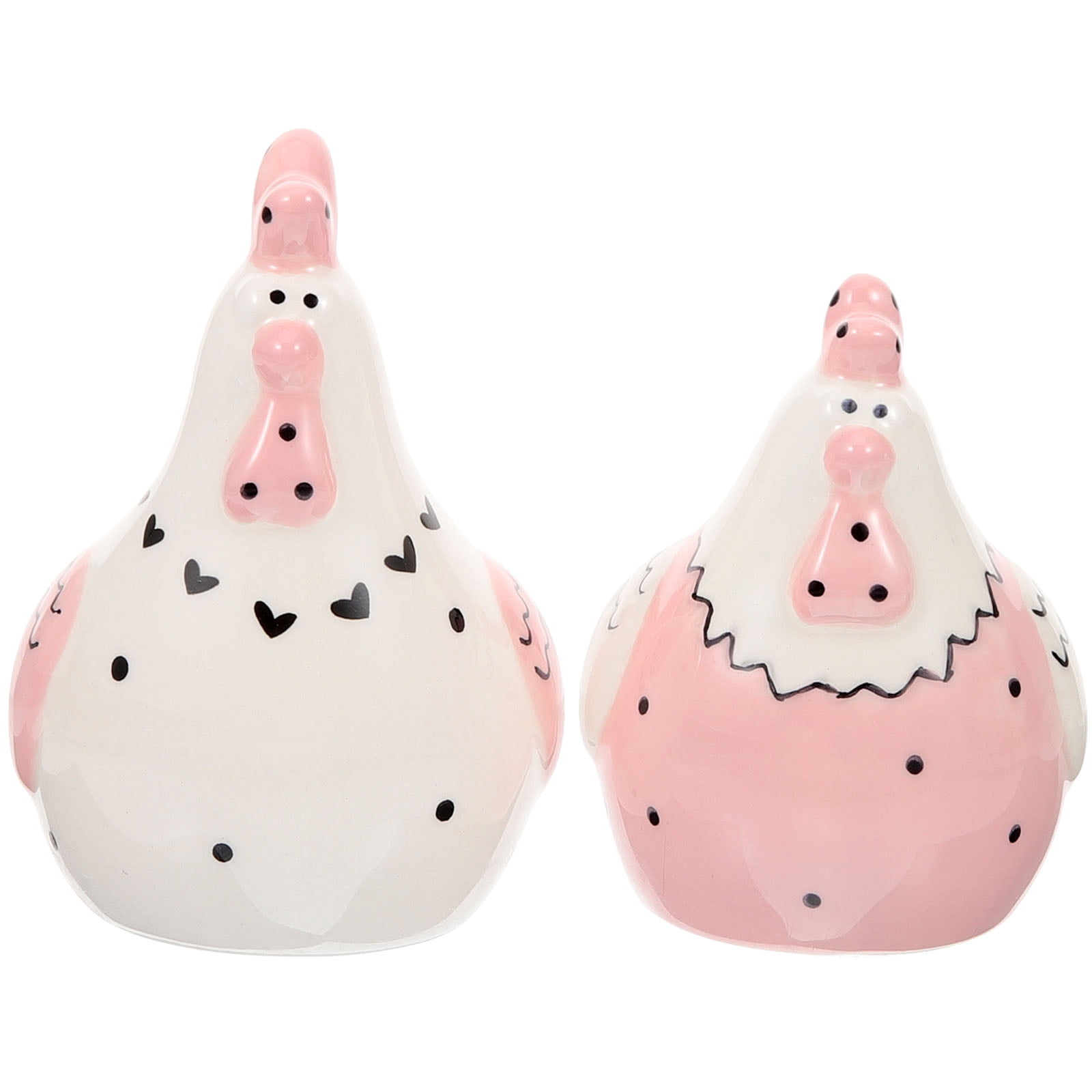 Pink Ceramic Chicken Shaped Spice Jar for Kitchen Decor 2pcs Creative Design Storage Bottle