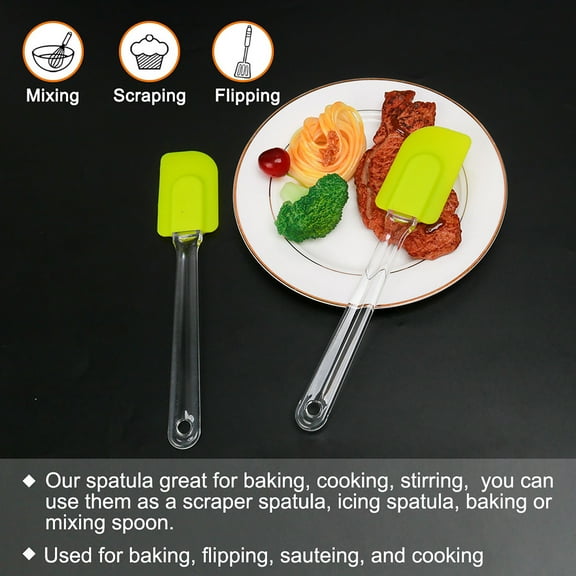 2pcs Kitchen Utensils Flexible Silicone Spatula Heat Resistant Rubber Scraper Cooking Baking Green