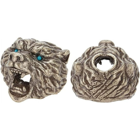 2pcs Knife Lanyard Bead Black Bear Head Vertebra Paracord Beads Alloy EDC Pocket Knife Lanyard Bead Charm for Knife Keychains Bracelet Necklace Antique Silver