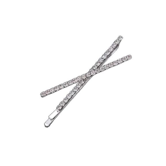 2pcs Korean Hairpin Simple Cross One Word Clip Rhinestone Bangs  Edge Clip Top Female Hairpin