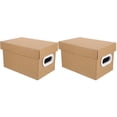 thumbnail image 1 of 2-Pack Kraft Storage Boxes with Lids, Stackable Car Organizer, Tabletop Document Holder, Multi-Purpose Sundry Storage, 1 of 6