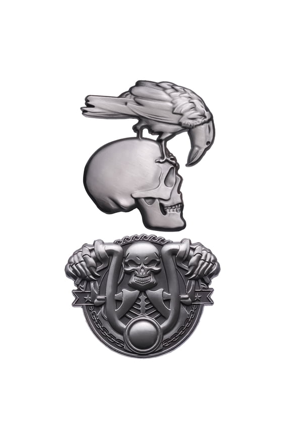 2pcs Kull Halloween Brooches Embossed Skull Brooch Gothic Dark Style Pins Skull Badge Brooches Halloween Jewelry Gifts Suitable for Jackets Shirts