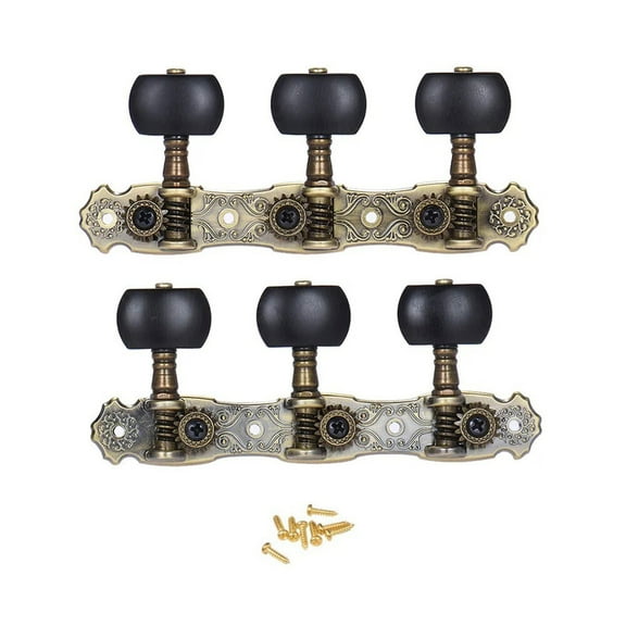 2pcs(L&R) Bronze Plated Classical Acoustic Guitar Machine Heads Tuning Peg Black V3P