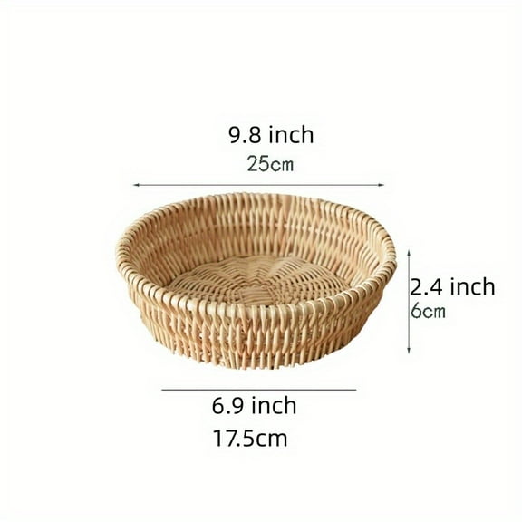 2pcs L Size Wicker Bread Basket Wicker Fruit Baskets Natural Wicker Bowl Willow Woven Bread Basket Bread Serving Basket