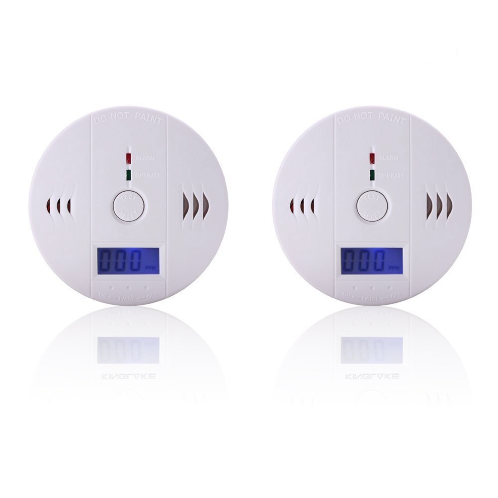 2pcs LCD CO Carbon Monoxide Detector Poisoning Gas Fire Warning Safe Alarm Sensor (White