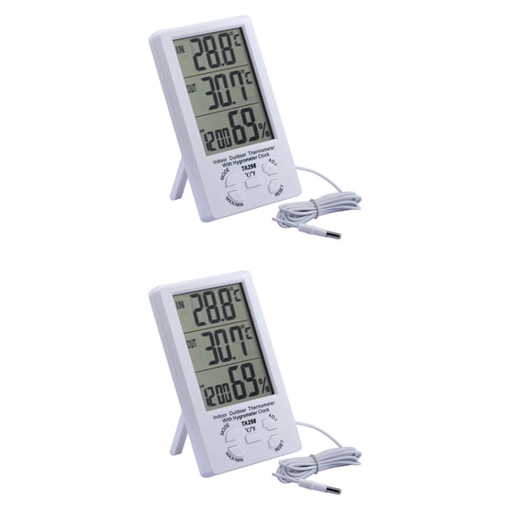 2 Pieces Humidity Indicator Wall Clocks for Home Decor Weather Station Meter White