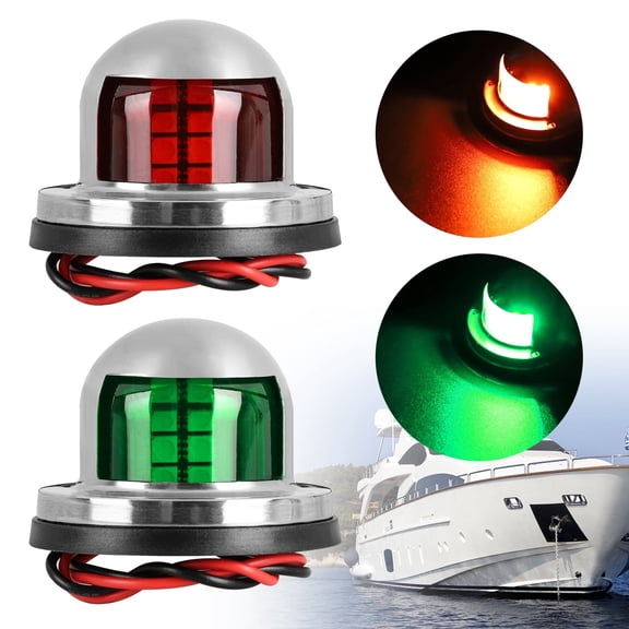 2pcs LED Boat Navigation Lights, 12V New Marine Sailing Lights, IP67 Waterproof Sailing Signal Lights Fit for Boat, Pontoon, Yacht, Skeeter, Bow Side, Port, Starboard, Red and Green