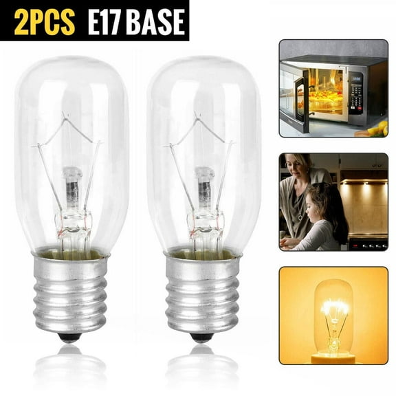 2pcs LED E17 Light Bulb for Microwave Oven, Dimmable 40W Microwave Light Bulb Replacement Parts E17 Base Fits for Most Ovens and Electrical Appliances