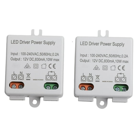 2pcs LED Electronic Transformer 100-240V AC To 12V DC 10W LED Driver Power Supply For LED Light Strips Doorbells LED Indicators