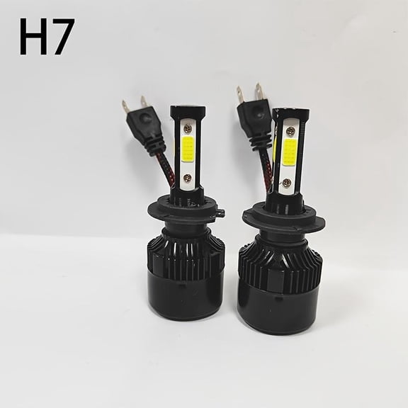 2pcs LED Headlight Bulbs H7/H8/H11/9005/9006/HB4/H13, Super Bright 4-Sided Glowing Car Lights, Aluminum Housing, for X7 Automotive Replacement, Bright White & Red LED Lights