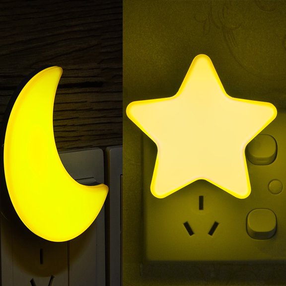 2pcs LED Star and Moon Night Light, Smart Light-Controlled Light, Plug-in Kids Night Light With Dusk to Dawn Automatic Switch Sensor