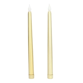 2pcs LED Taper Candles Battery Powered Flameless LED Candle Sticks for Festival Wedding Birthday Party Full Spray Gold