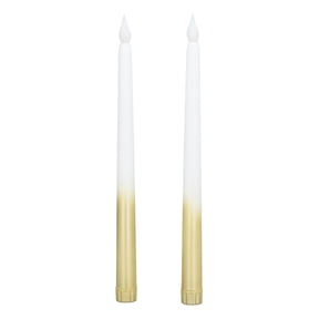 2pcs LED Taper Candles Battery Powered Flameless LED Candle Sticks for Festival Wedding Birthday Party Half Spray Gold