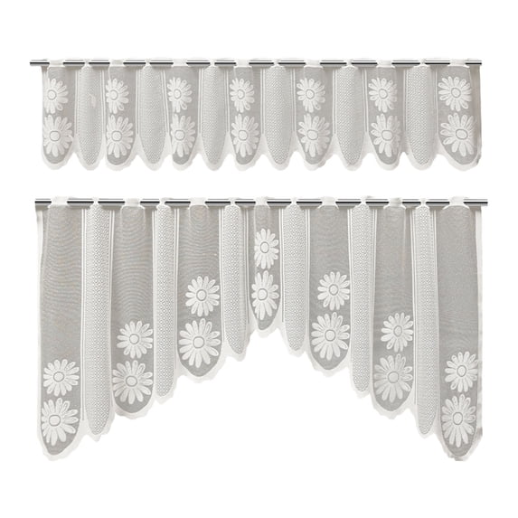 2pcs Lace Half Sheer Window Panels Breathable Curtains kitchen Valance Rod Pocket For Bedroom Living Room Decoration