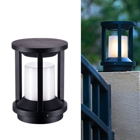 2pcs Lamp Posts ,Black Aluminum Body IP65 Waterproof Outdoor Gate LED Pillar Light E27 Lamp for Villa Courtyard