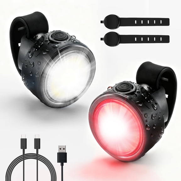 2pcs Lamp Set Waterproof Adjustable Cycling Accessories for Commuting Safety Ensuring Visibility Outdoor Nighttime Dark Road Night Riding TravelWhite light +red light strap style