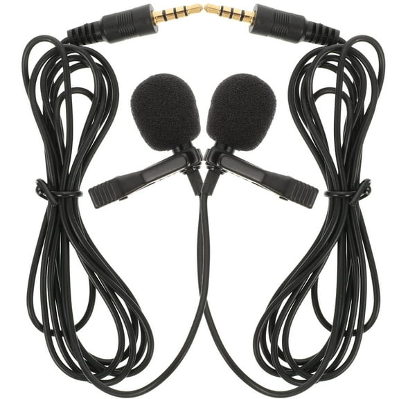 2pcs Lapel Microphone Recording Microphone 3.5mm Clip On Live Lecture Microphone