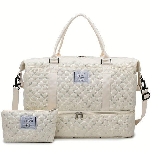 2pcs Large Capacity Travel Duffle Bag, Sports Fitness Gym Yoga Tote Bag, Weekender Overnight Bag & Luggage Suitcase Organizer