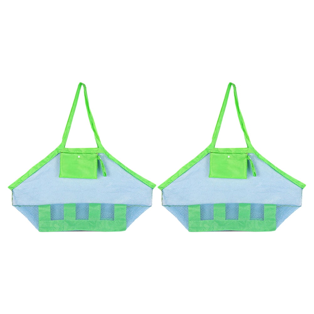 2pcs Large Mesh Storage Handbags Lightweight Foldable Sand Toys Pouches