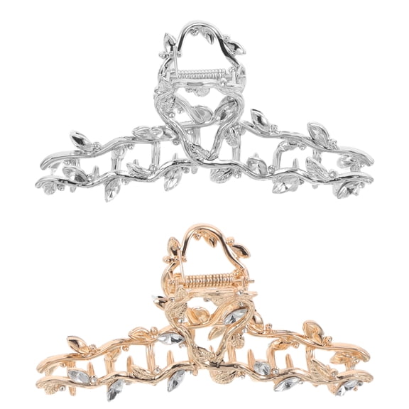 2pcs Large Metal Hair Claw Clips Catch Barrette Jaw Clamp For Women Half Bun Hairpins Non-Slip Styling Accessories For Thick Hair Assorted Color