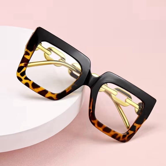 2pcs Large Rectangular Reading Glasses with Chain-Style Temples Full-Frame Colored Frames for Women Men Presbyopia Farsightedness Computer Book Reading Office Use