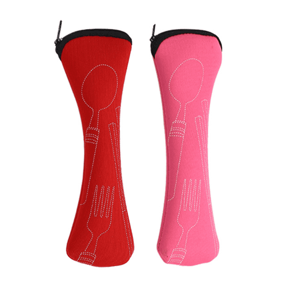 2pcs Leak-Proof & Rust-Resistant Fabric Utensil Pouch with Zipper, Portable Storage Box for Camping, Picnics, School, Office, Keeps Forks & Spoons Organized(Excluding tableware)