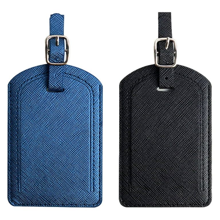 2pcs Leather Luggage Tags for Men Women Luggage Tags for Suitcases with Full Back Privacy Cover Travel Tags