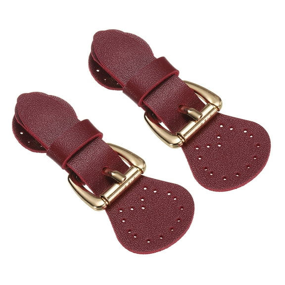 2pcs Leather Magnetic Snap Buckle Lock, Sew on Toggle Closure Buckle, Snap Buttons Tab Buckle Fasteners Buttons Replacement for Pouches Jacket DIY Craft Sewing, Wine Red