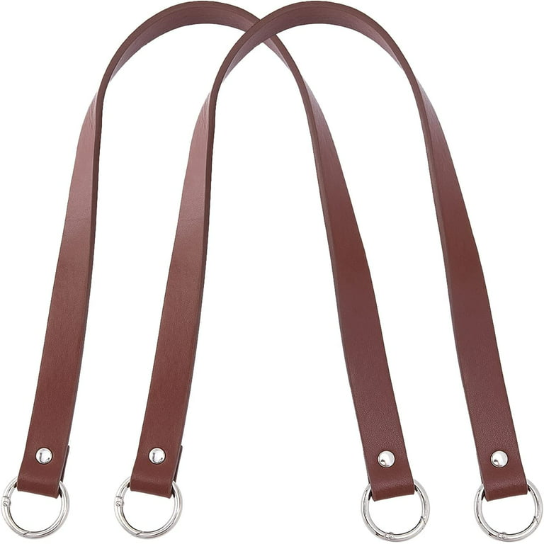 2pcs Leather Purse Strap 22.4 Shoulder Bag Strap Replacement Short Handbag  Bag Strap with Platinum Gate Ring for DIY Handbag Bucket Bag Tote Purse  Repair 0.8 Wide Brown 