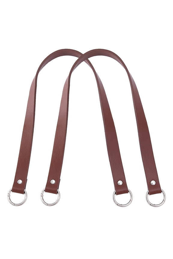 2pcs Leather Purse Strap 22.4" Shoulder Bag Strap Replacement Short Handbag Bag Strap with Platinum Gate Ring for DIY Handbag Bucket Bag Tote Purse