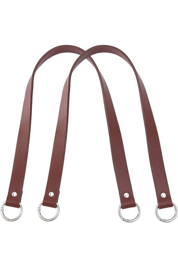 2pcs Leather Purse Strap 22.4" Shoulder Bag Strap Replacement Short Handbag Bag Strap with Platinum Gate Ring