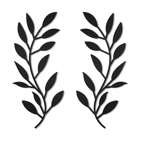 2pcs Leaves Metal Wall Art Decor, Black Wall Hanging Decor Silhouette Wall Art for Home Bedroom Living Room Bathroom Kitchen Office Garden Hotel Wall Decoration