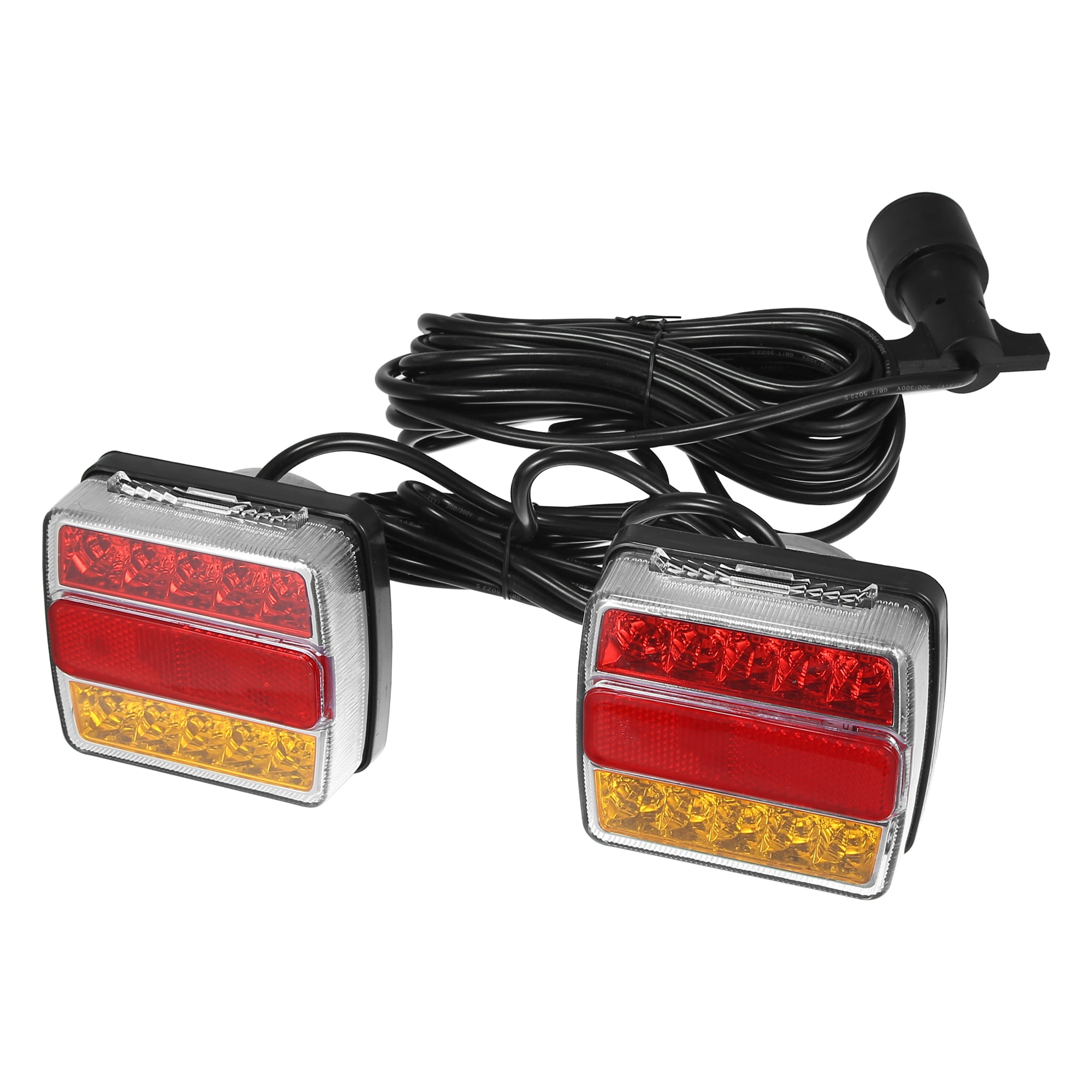 2pcs Left 16 Right 10 LED Trailer Lights with 7 Pin Plug 12V-36V Turn Signal Brake Tail Light Red White Amber