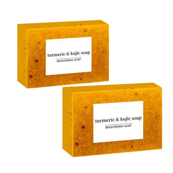 2pcs Lemon Turmeric Kojic Acid Soap, Turmeric Soap Bar for Face and Body, Kojic Acid Soap for Hyperpigmentation Skin Brightening Soap, Hand Soap Bar Face Body Bar Deep Cleansing Face Wash Clearance