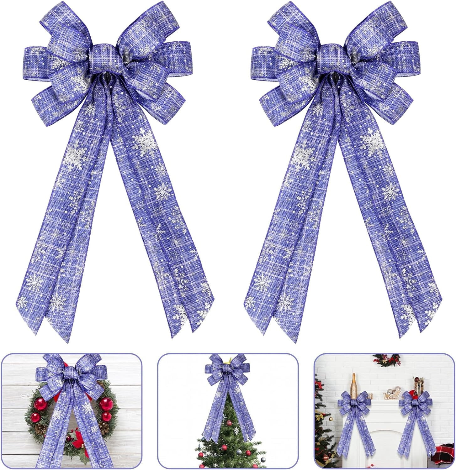 2pcs Leopard Christmas Bows, Christmas Tree Ornaments Bows Include ...