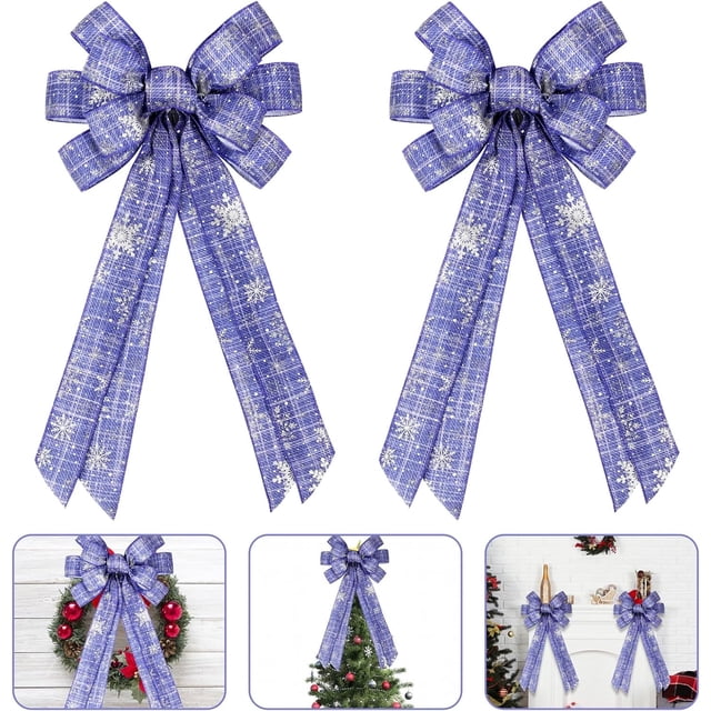 2pcs Leopard Christmas Bows, Christmas Tree Ornaments Bows Include ...