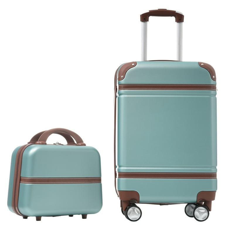 2pcs Lightweight Luggage Set 20in Carry on Vintage Luggage with Cosmetic Bag Featuring Spinner Wheels Ideal for Effortless Travel Green Walmart