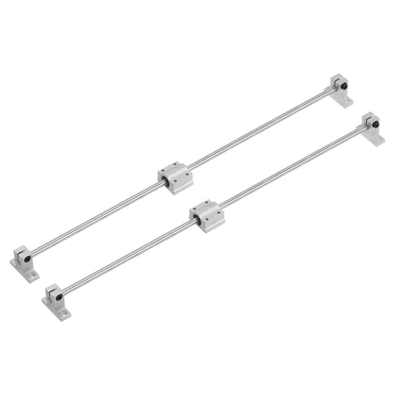 2pcs Linear Motion Rod 8mmx500mm Bearing Steel with 2pcs Bearing Block 4pcs Support