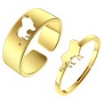 thumbnail image 1 of 2pcs Lion couple Engagement Rings Stainless Steel can adjustable for Men Women Jewelry, 1 of 5