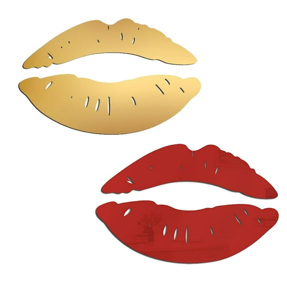 2pcs Lips Acrylic Mirror Wall Sticker 3D Decorative Mirror Sticker