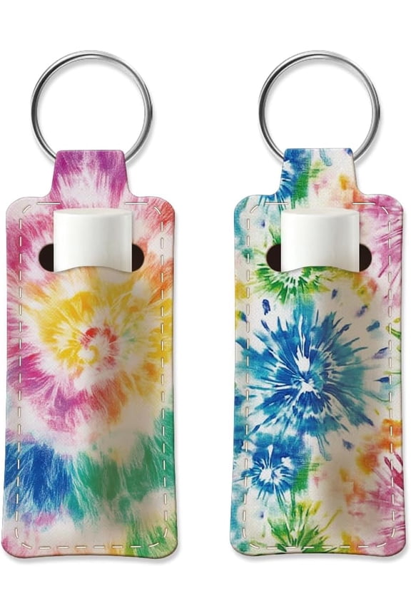 2pcs Lipstick Holder Keychain Lip Balm Holders Elastic Diving Fabric Lipstick Keychain Key Ring Holder for Chapstick