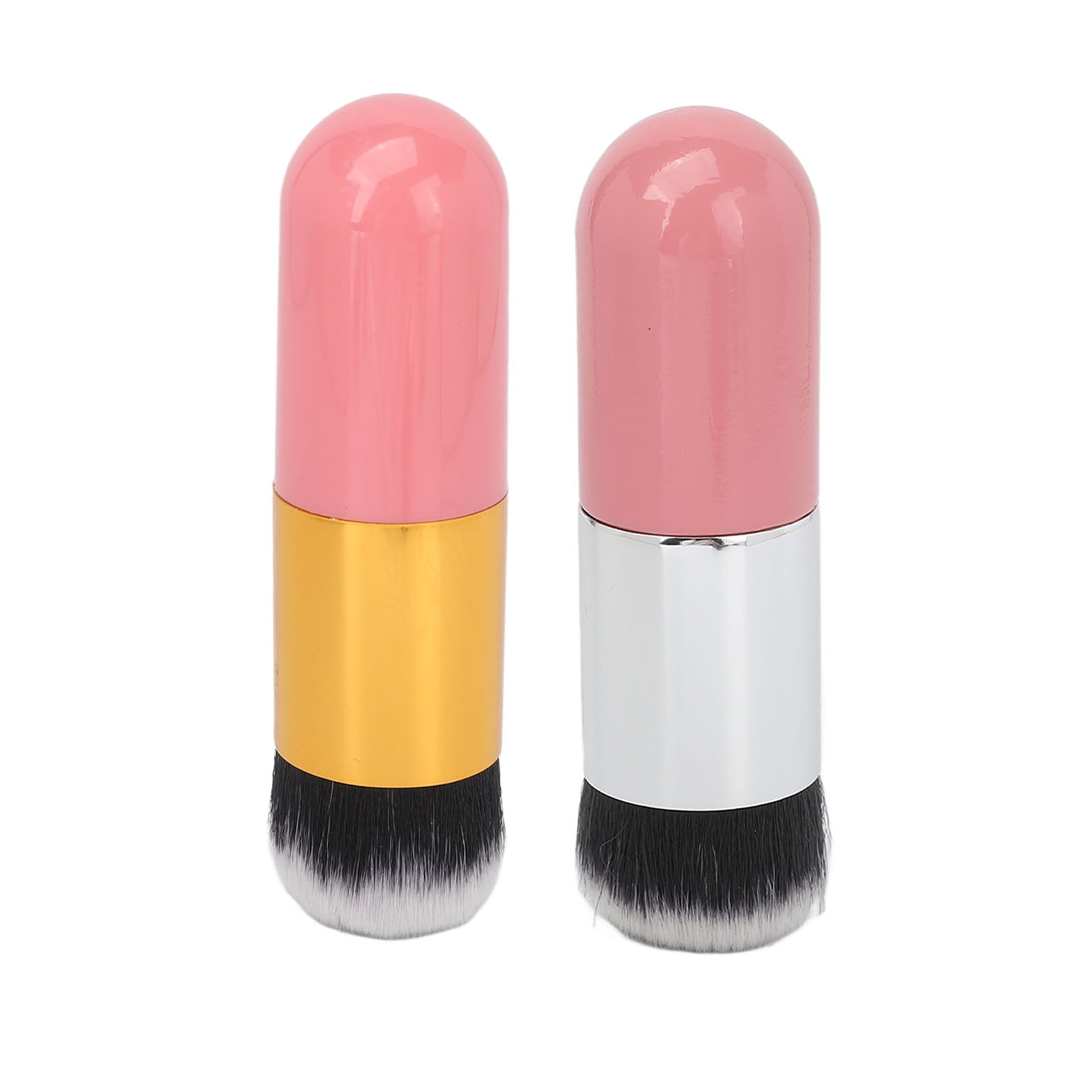 2pcs Liquid Foundation Brush Dense Fluffy Hair Makeup Brush for Blush Pressed Powder Pink Gold