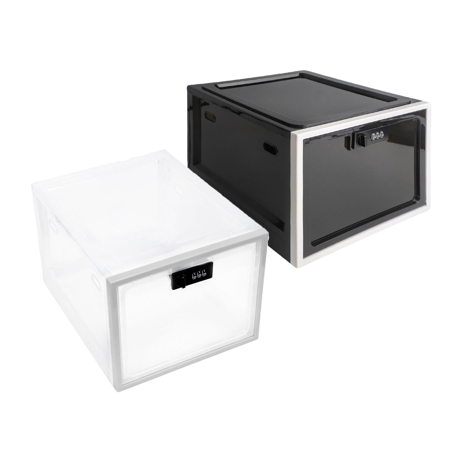 2pcs Lockable Box Lockable Storage Bin Stackable Storage B