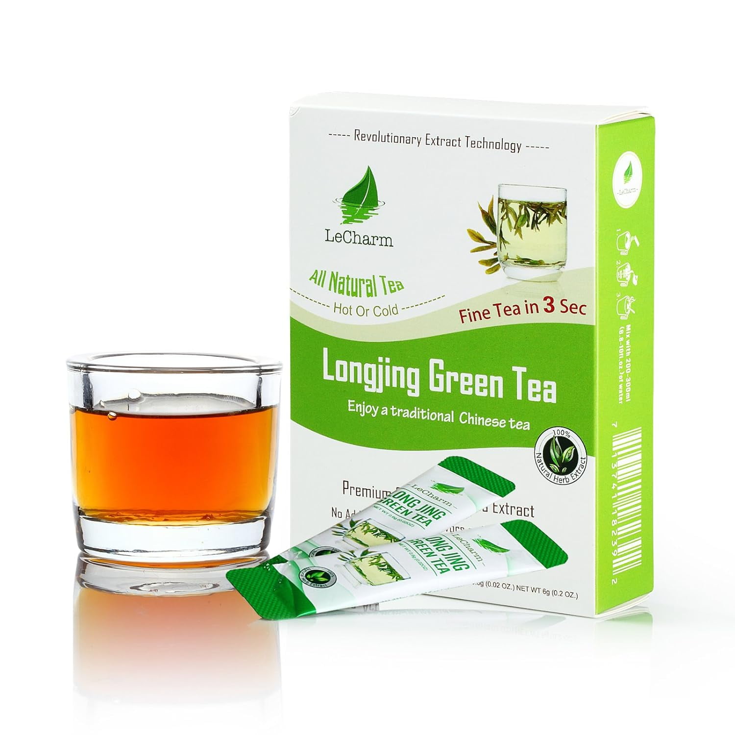 2pcs Longjing Organic Tea on the Go 100 Natural Green Tea, Unsweetened