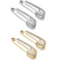 2pcs/Lot Alloy Rhinestone Brooch Pins Gold Silver Color Safety Fixed