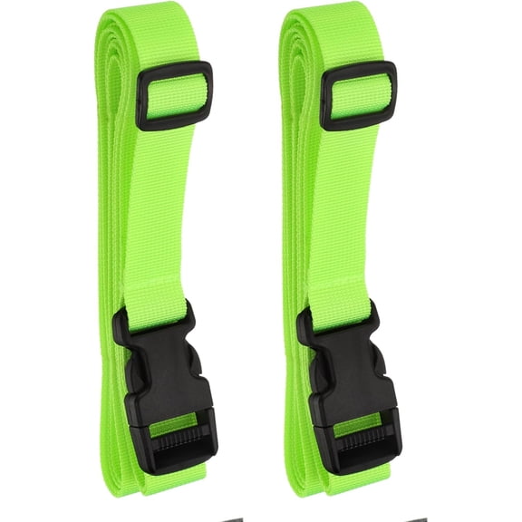 2pcs Luggage Straps 1" x 118" Utility Connector Strap Nylon Adjustable Suitcase Belt with Buckle for Travel Outdoor Bag Packing Accessories, Fluorescent Green -