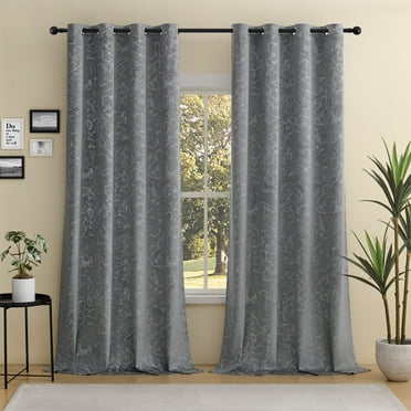 Mumo Grey Velvet Curtains,Gold Foil Print Shiny Geometric Line Pattern,Grommet Blackout Thermal Insulated Soundproof Curtains for Living Room Bedroom,2 Panels,52"×63"