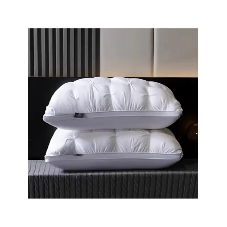 2pcs Luxury Hotel Pillows 20x30 Inch, Neck Support High Core Pillow Set, Machine Washable Grey Pillows for Home & Christmas Gifting