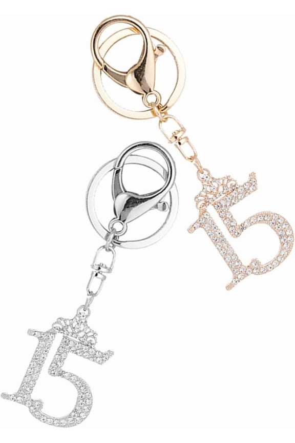 2pcs Luxury Rhinestone Diamond Crown Keychain for Women Fashionable Initial Charms Decorative Keychain Pendant
